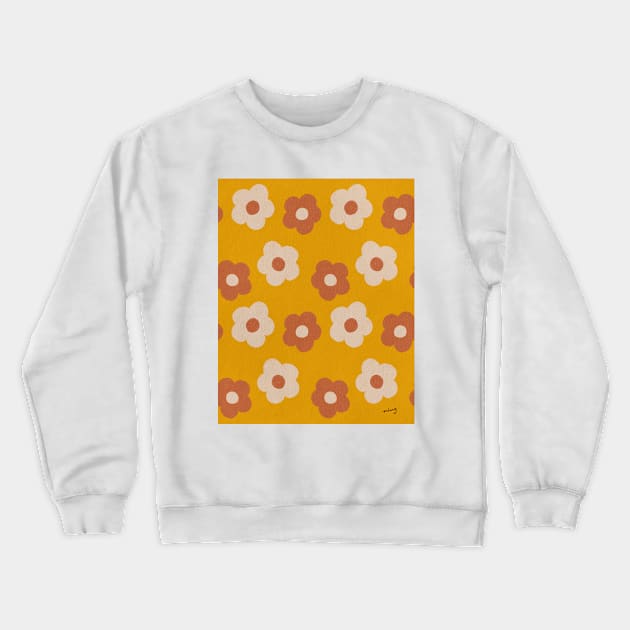 Retro Flower Power Yellow| Vintage |Pattern | Florals | Pastel Crewneck Sweatshirt by thewhimsicalrepose